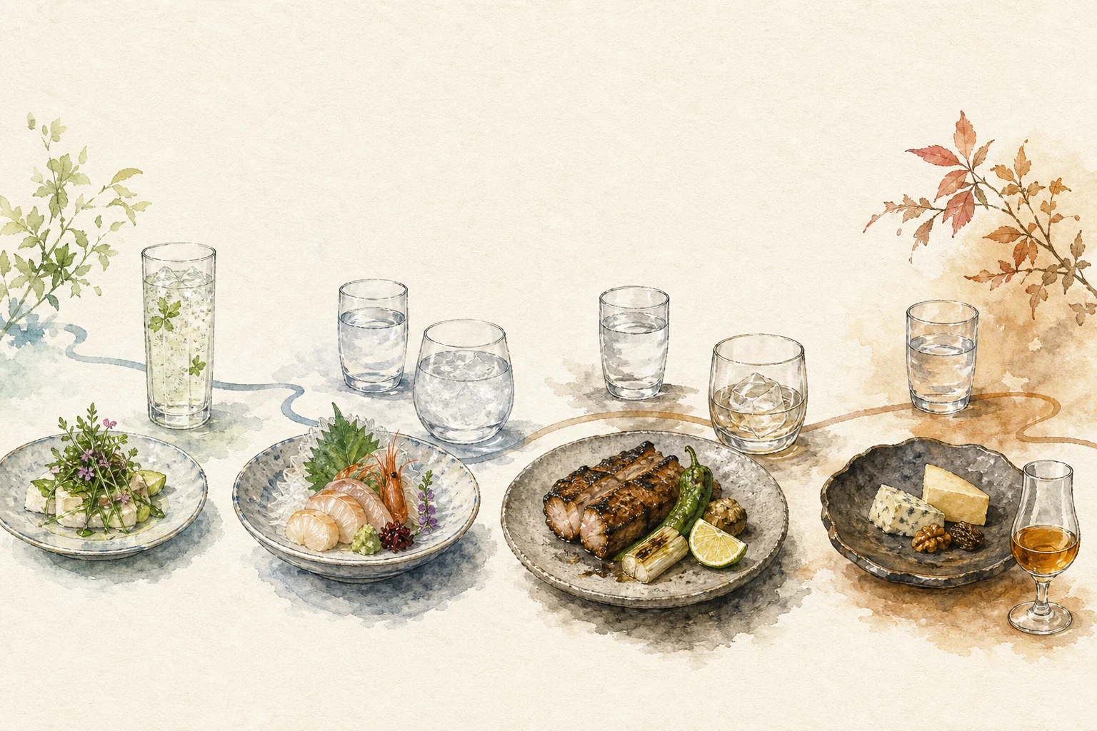 A four-stage shochu and spirits pairing course from delicate to aromatic and warm