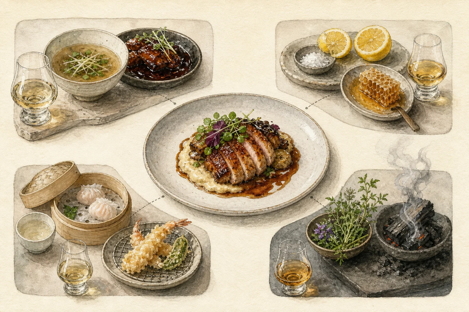 Four ways to read a finished dish through intensity, taste, texture, and aroma