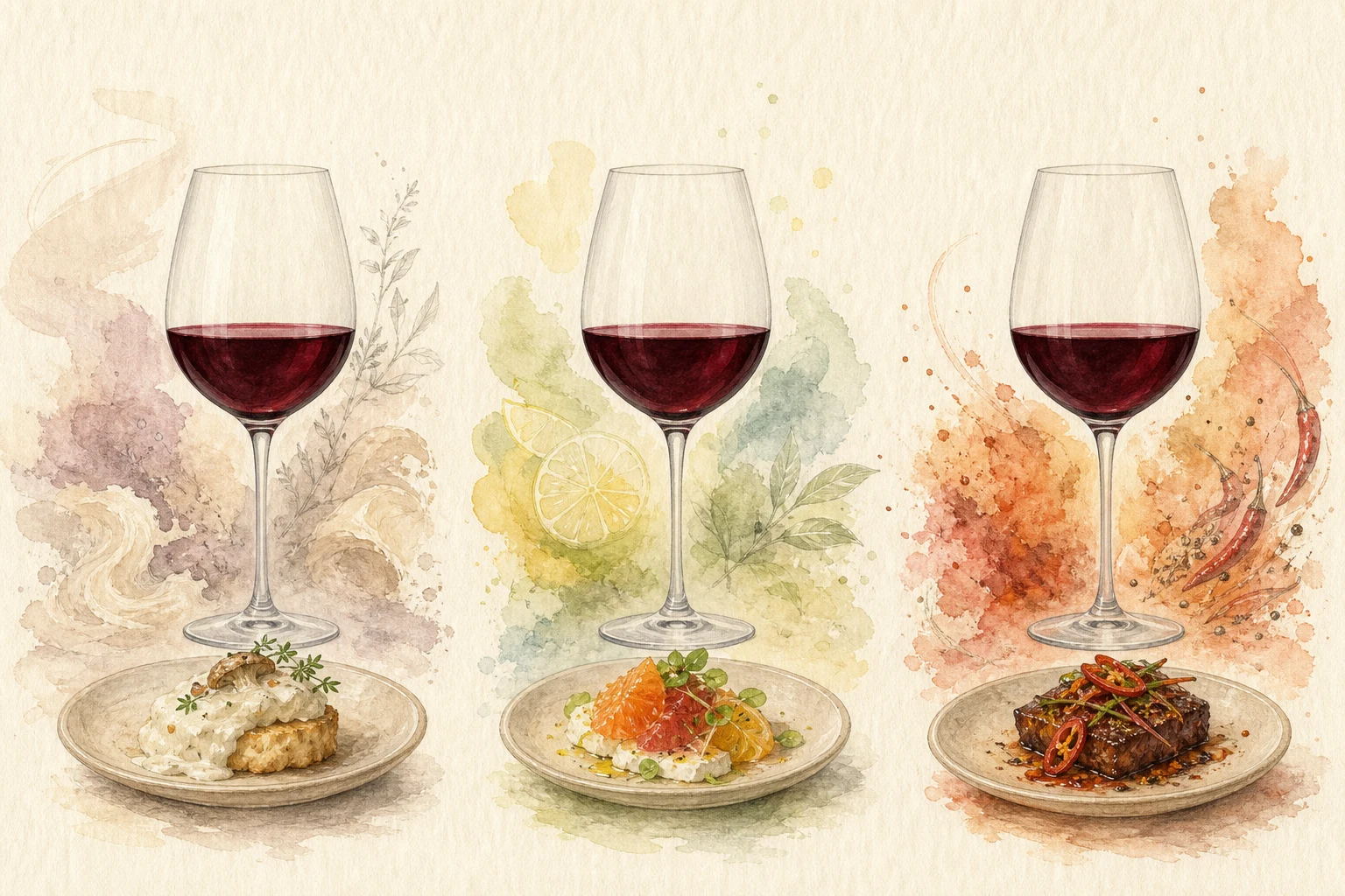 The same wine perceived after creamy, citrus, and chilli-spiced bites