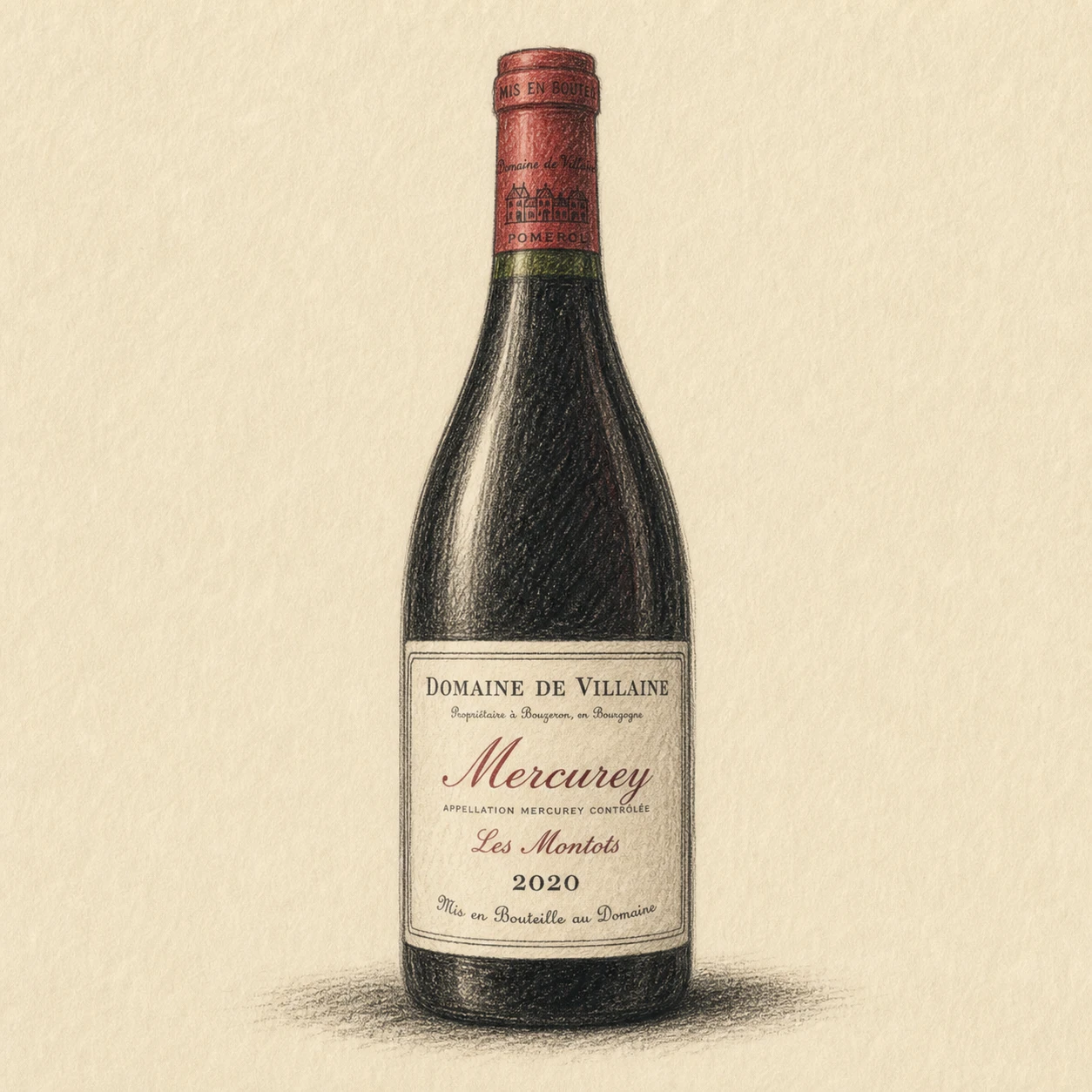 DOMAINE DE VILLAINE Mercurey Les Montots 2020 bottle illustration