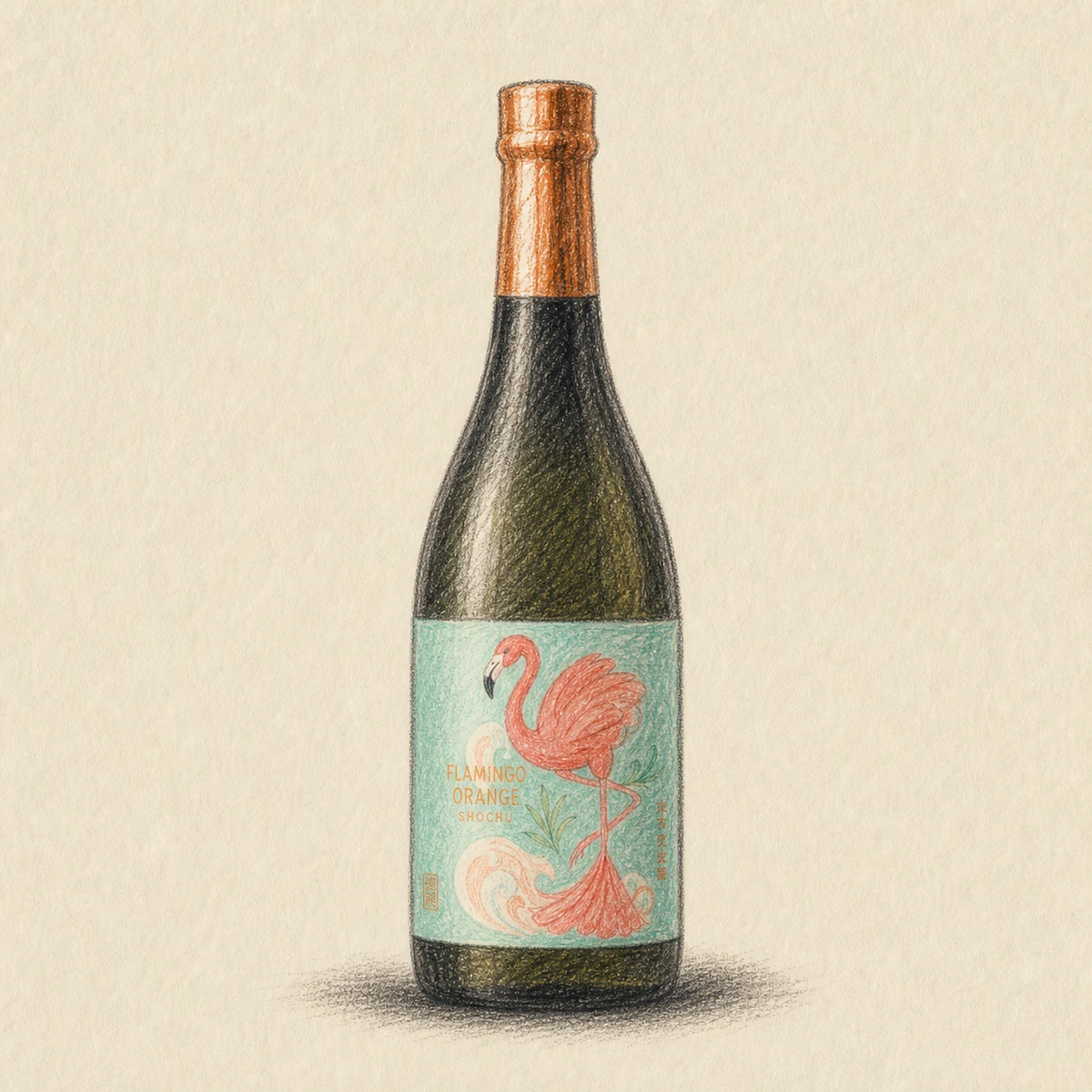 flamingo orange shochu bottle