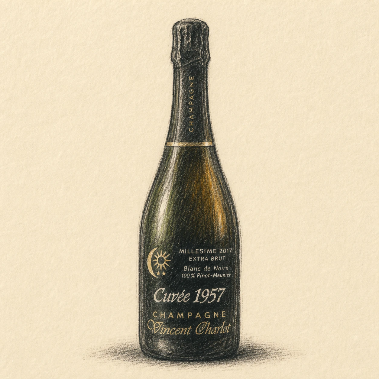 Vincent Charlot Cuvée 1957 Blanc de Noirs Extra-Brut Millésime 2017 bottle illustration