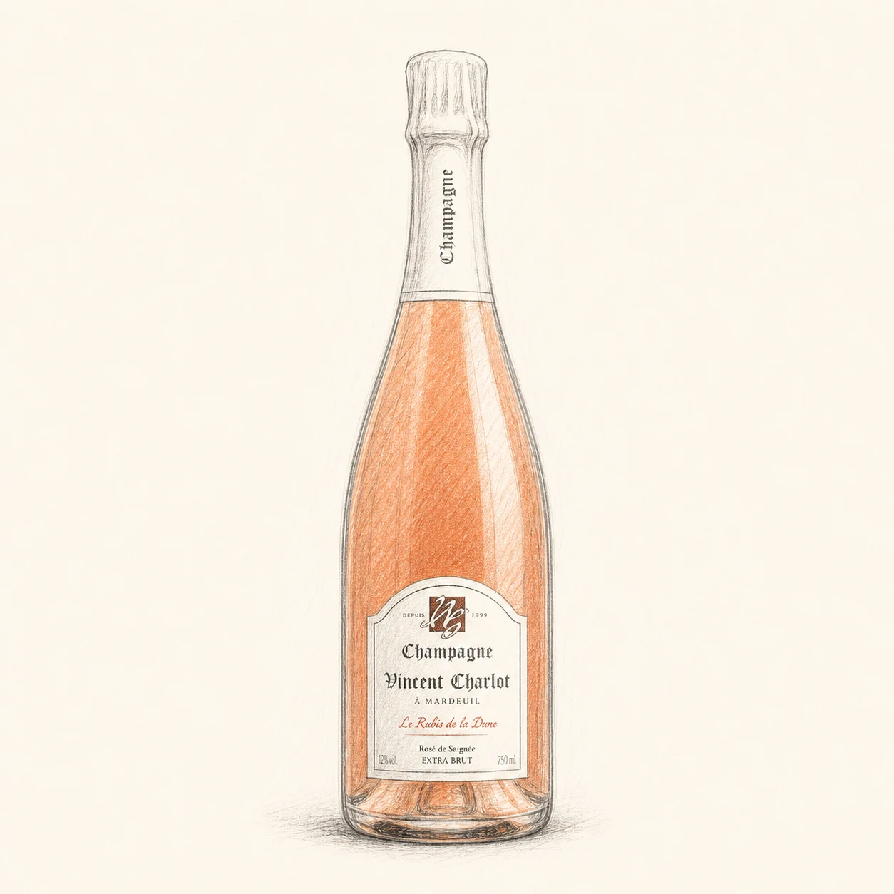 VINCENT CHARLOT Le Rubis de la Dune Rose de Saignee Extra-Brut Millesime 2014