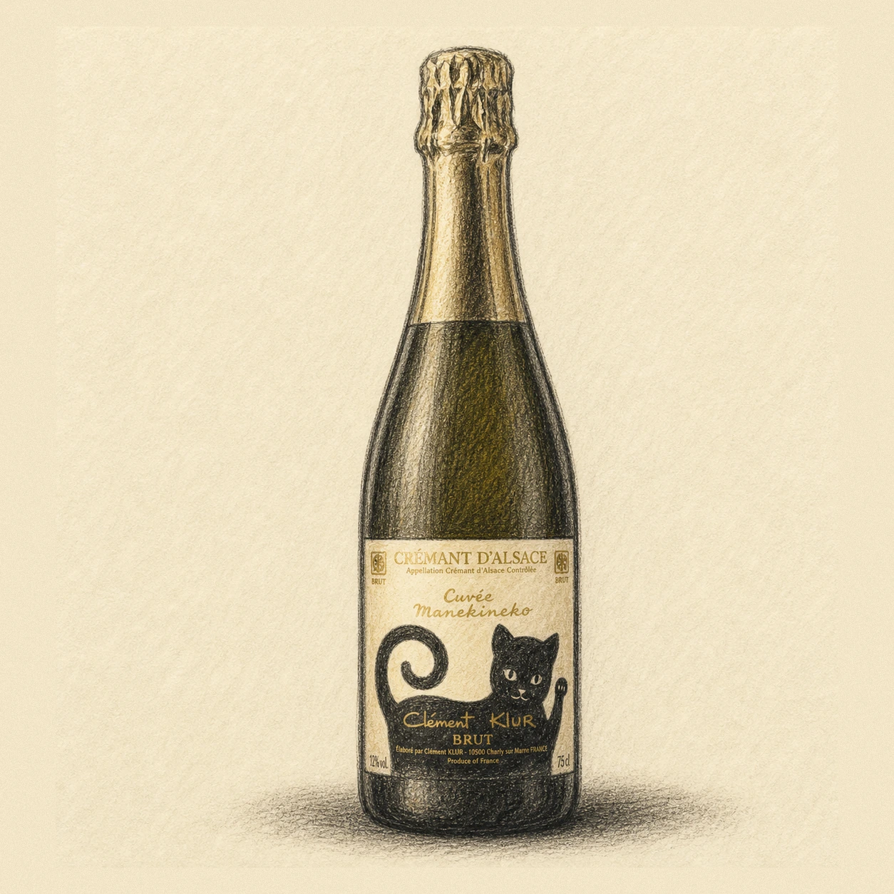 MANEKINEKO Crémant d'Alsace bottle illustration