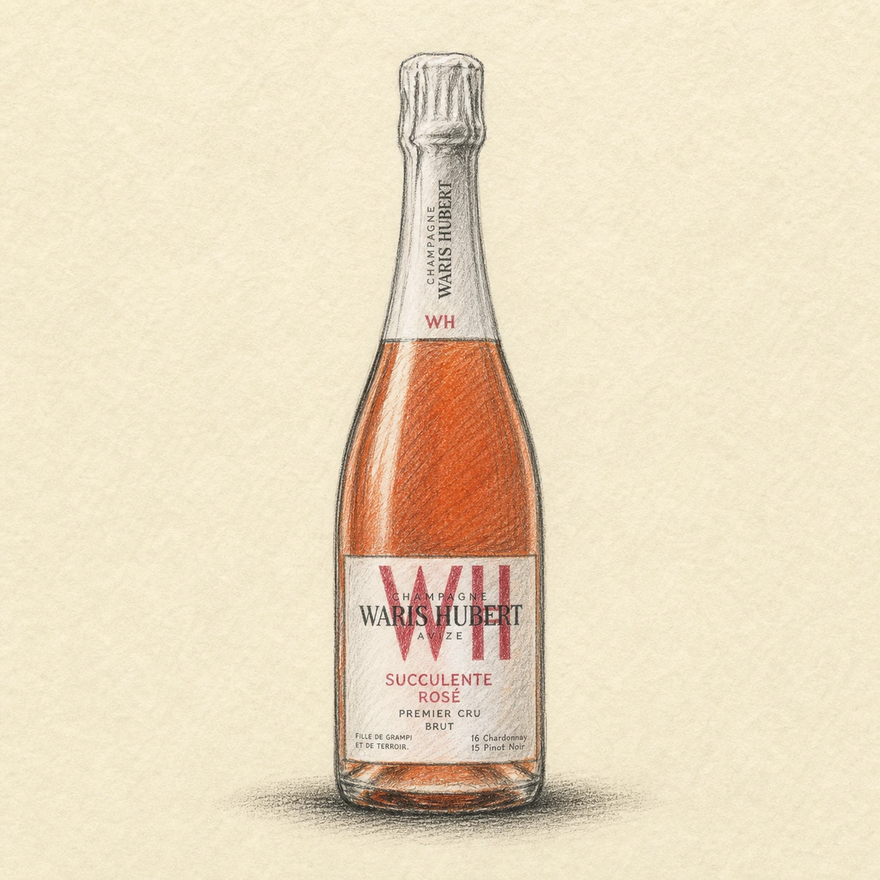 Waris-Hubert Succulente Rosé Premier Cru Brut N.V. bottle illustration