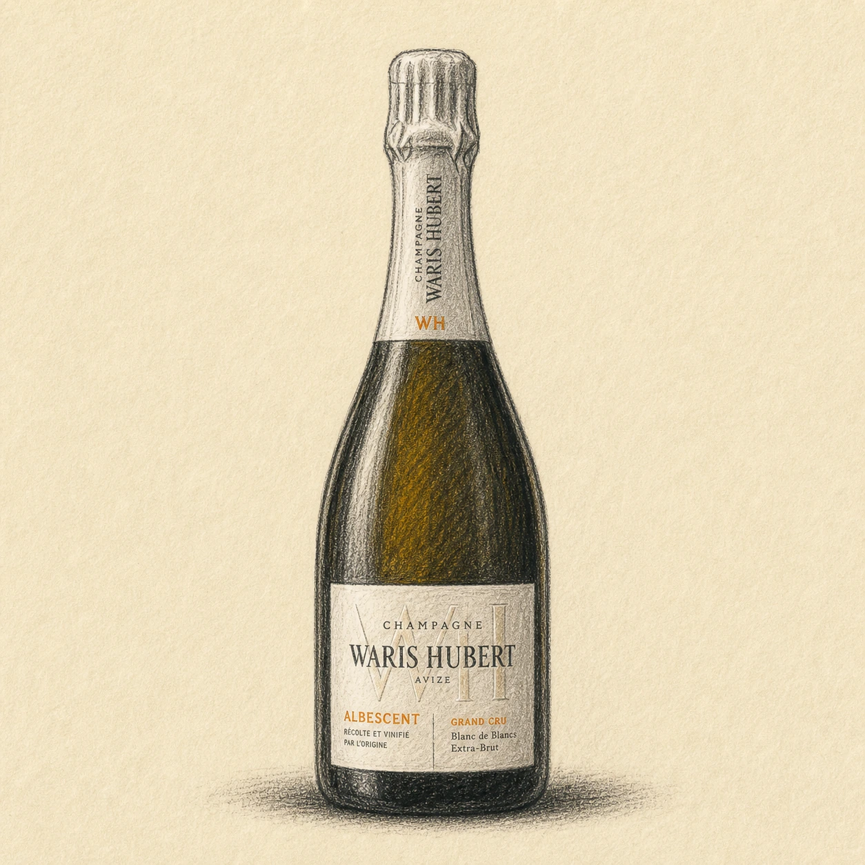 WARIS HUBERT Albescent Grand Cru Blanc de Blanc Extra-Brut 2019 bottle illustration