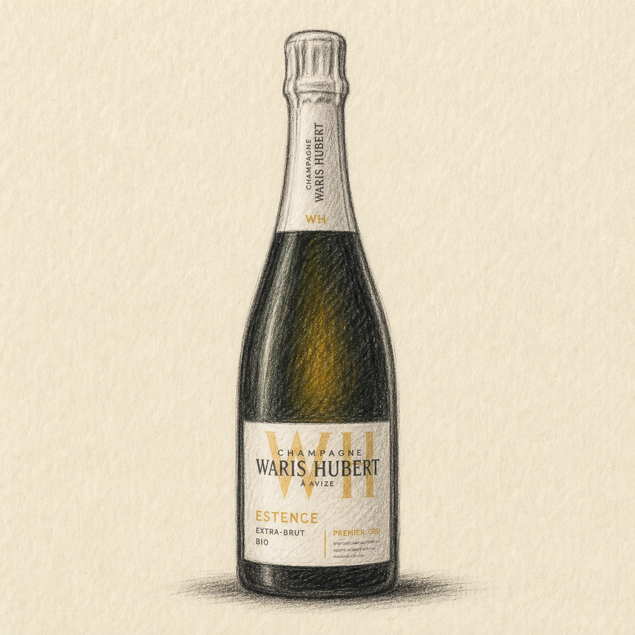 WARIS HUBERT Estence Premier Cru  Extra-Brut 2020 bottle illustration
