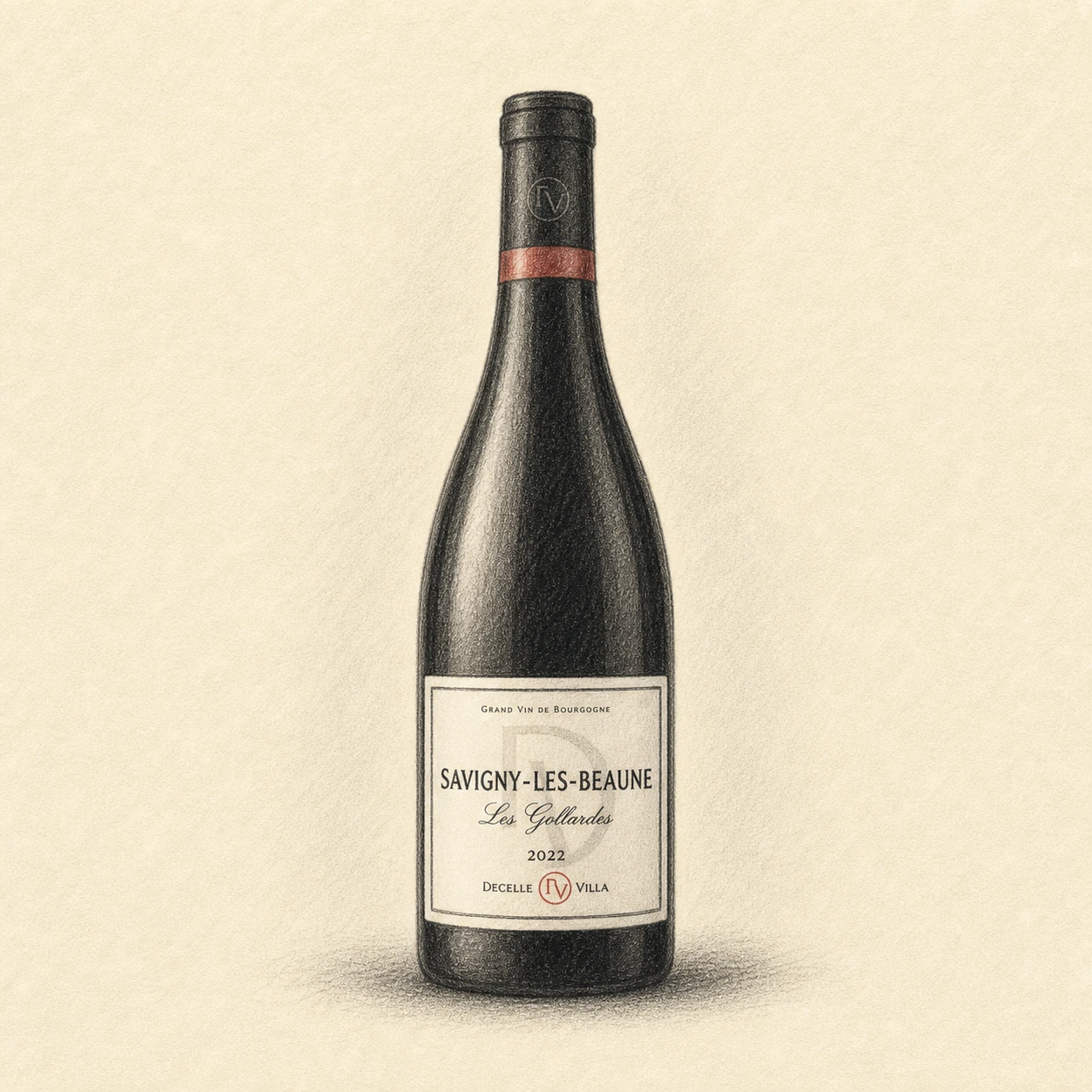 DOMAINE DECELLE & FILS Savigny les Beaune les Gollardes Rouge 2022 bottle illustration