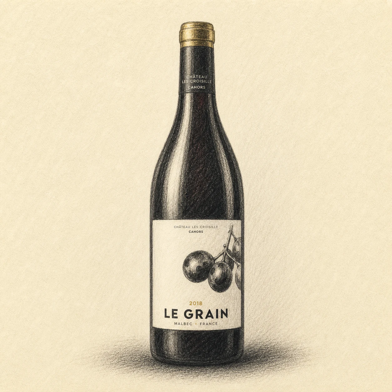 CHATEAU LES CROISILLE Le Grain 2018 bottle illustration