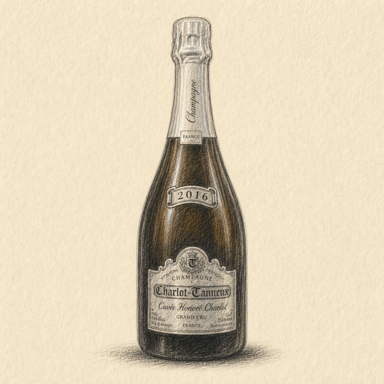 Champagne Vincent Charlot Cuvée Honoré Charlot Grand Cru Blanc de Noirs Millésime 2016 bottle illustration