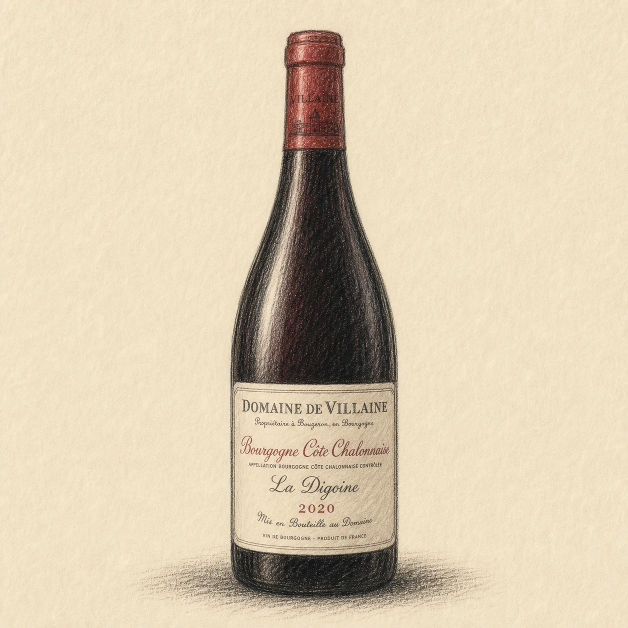 DOMAINE DE VILLAINE Bourgogne Côte Chalonnaise La Digoine 2020 bottle illustration