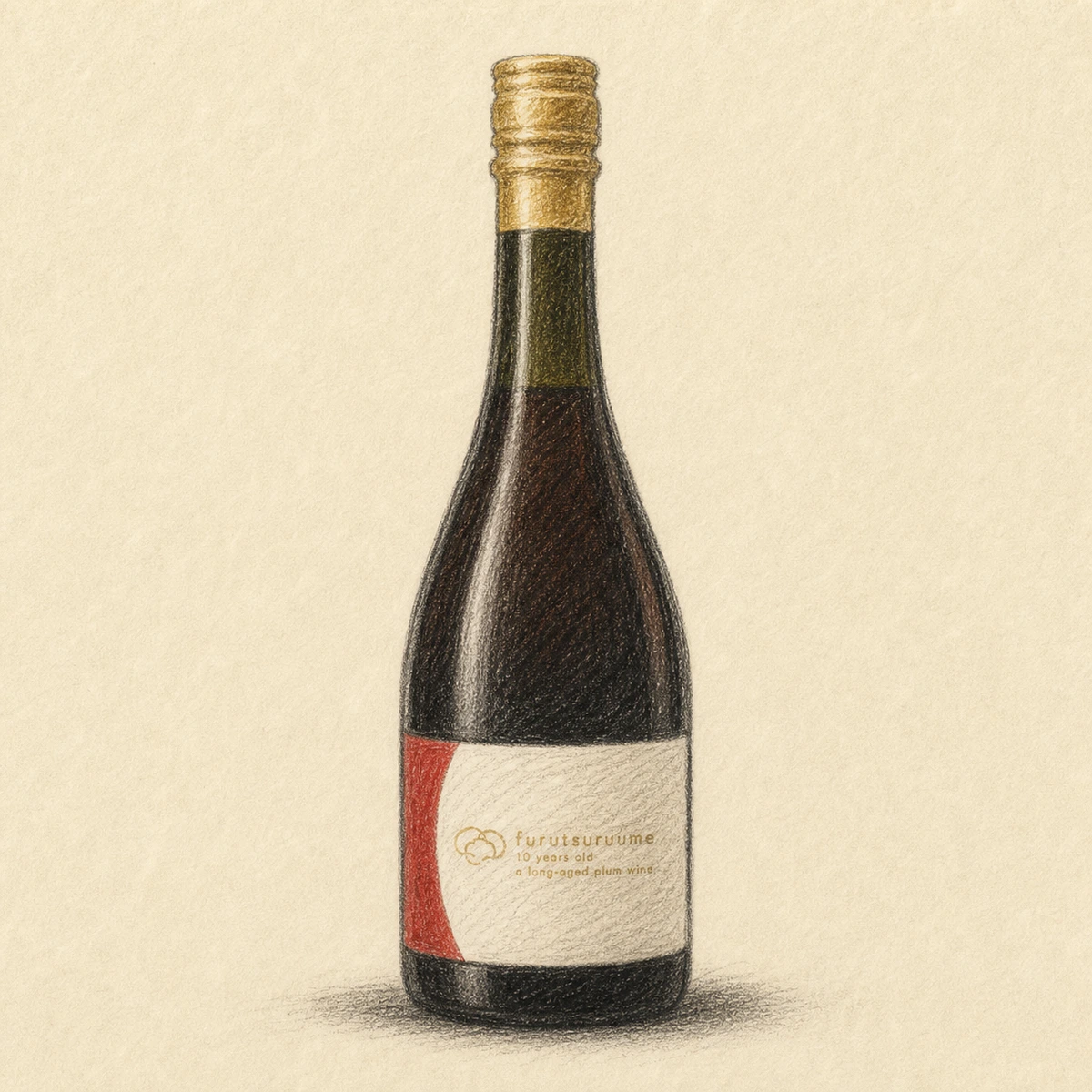 FURUTSURUUME Ume 10 Years Old bottle illustration