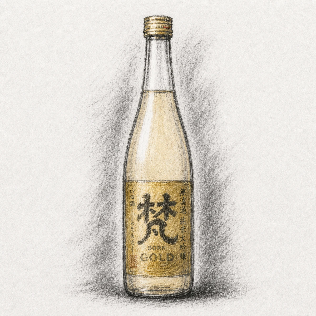BORN Gold bottle illustration