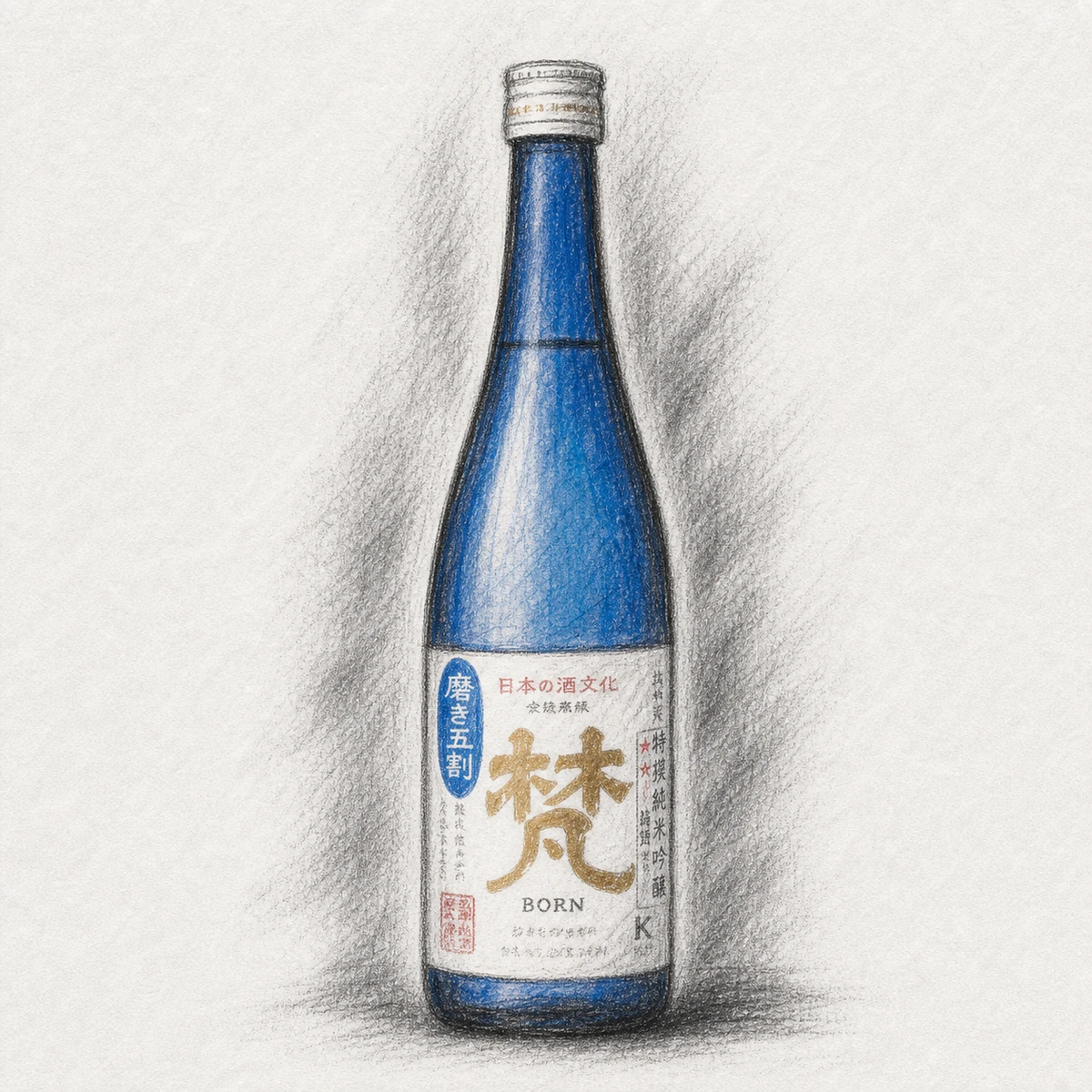 BORN Junmai-Daiginjo Non-filter Nama-Genshu bottle illustration