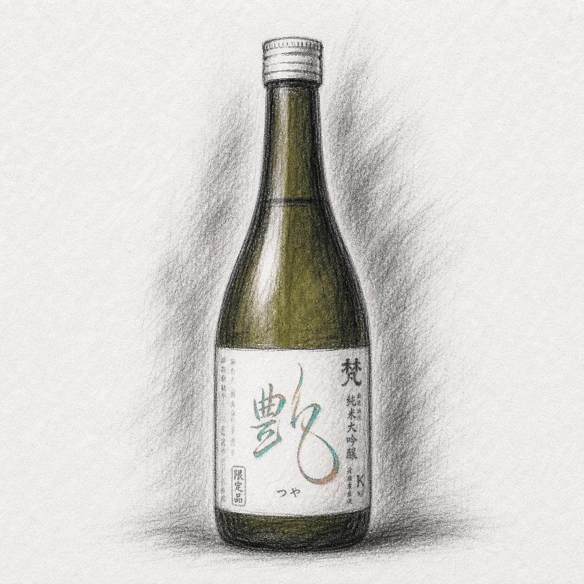 BORN Tsuya Nakadori Junmai-Daiginjo bottle illustration