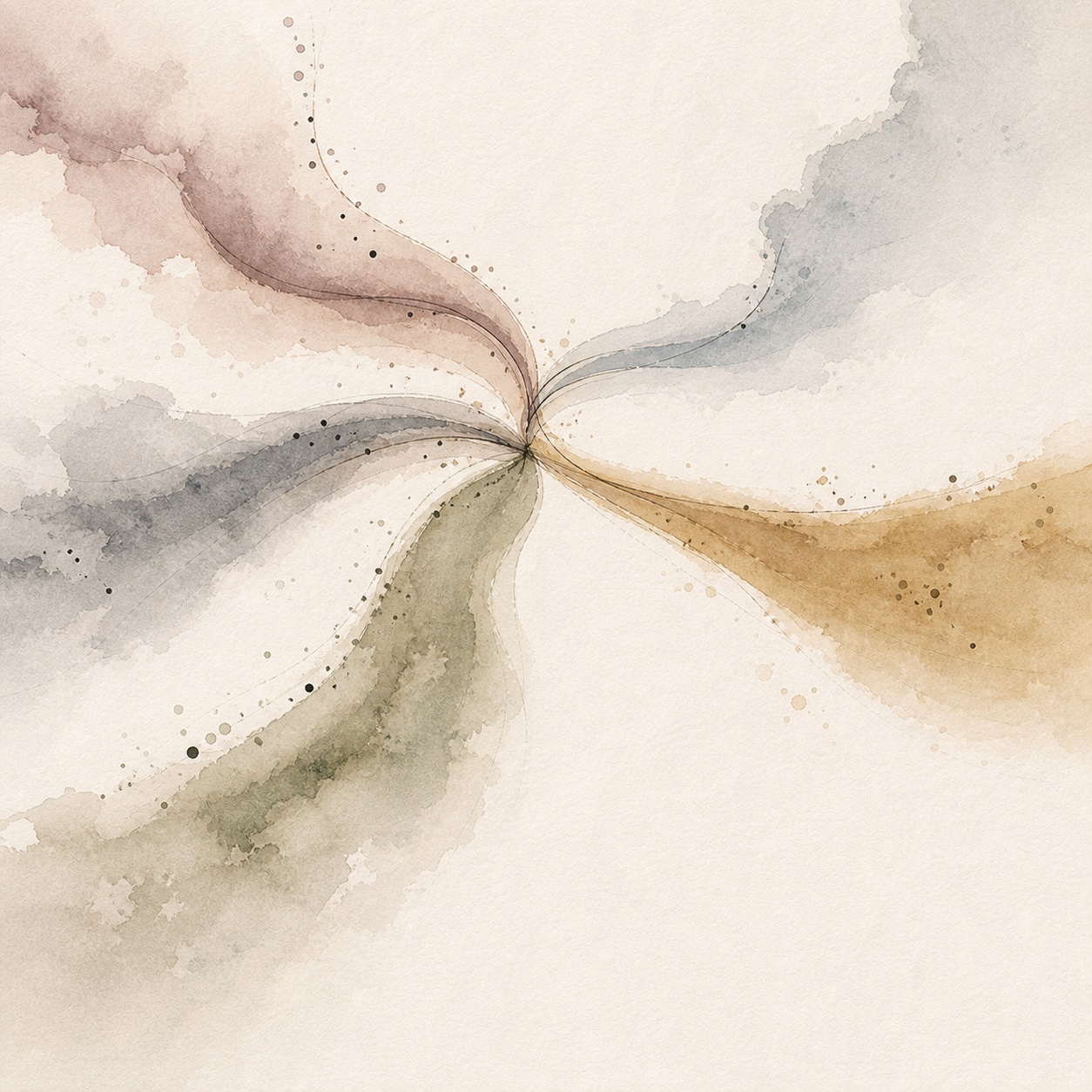 Abstract watercolor bands converging in harmony