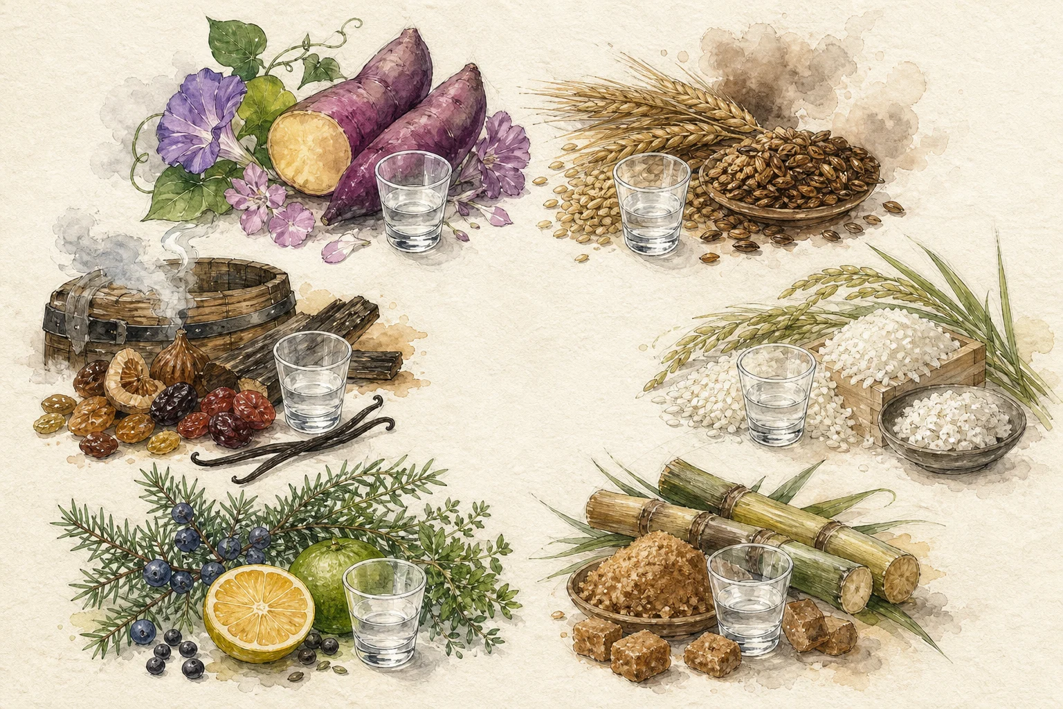Illustrated guide to shochu, spirits, and food pairing