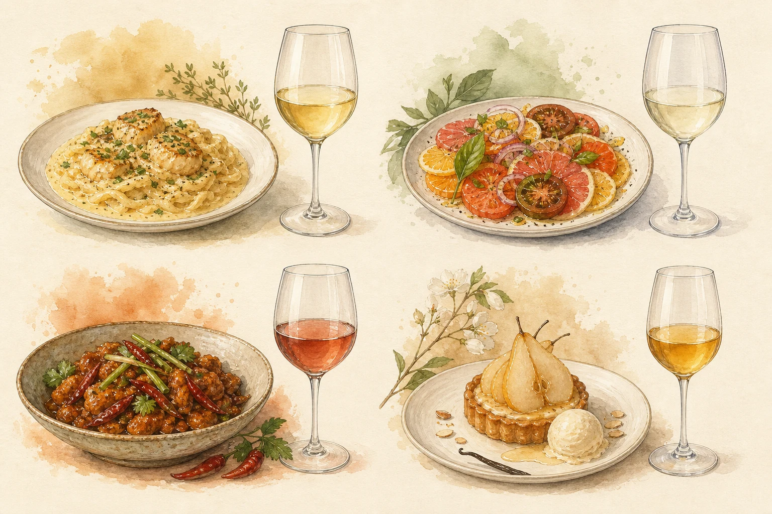 Illustrated guide to wine and food pairing