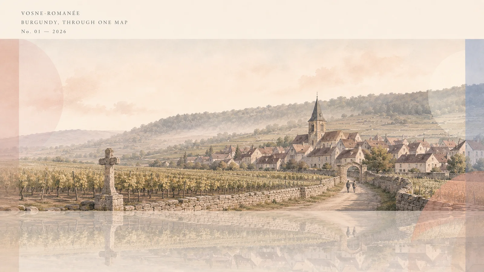 Watercolour hero image for the Romanée-Conti story