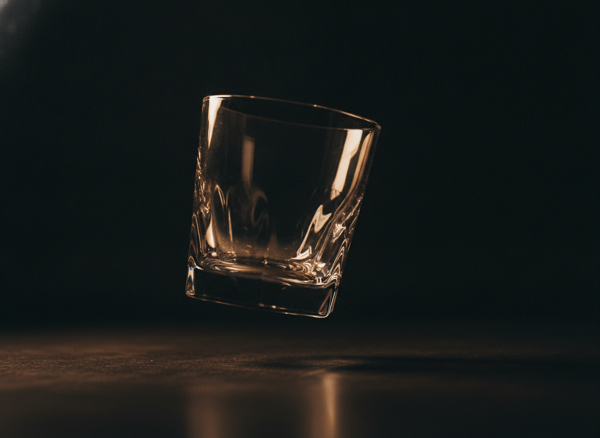 An empty glass, a quiet study in light and craft
