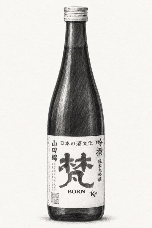 Ginsen bottle, charcoal sketch