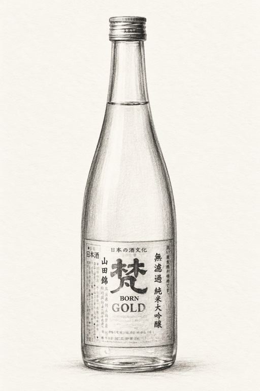 Gold bottle, charcoal sketch