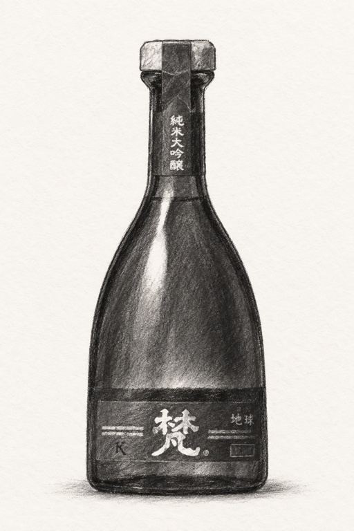 Hoshi bottle, charcoal sketch