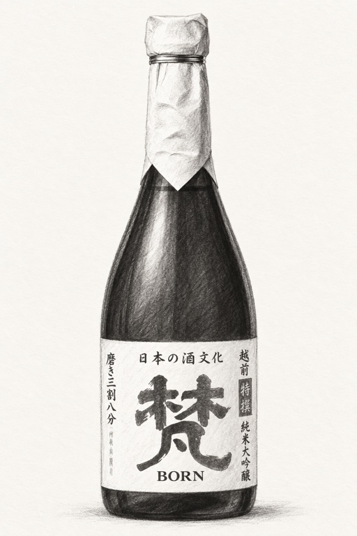 Tokusen bottle, charcoal sketch