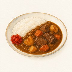 A watercolor illustration of Japanese Curry Rice