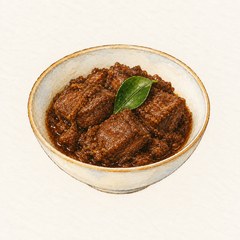 A watercolor illustration of Rendang