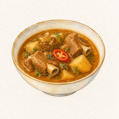 A watercolor illustration of Curry Goat