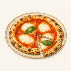 A watercolor illustration of Pizza