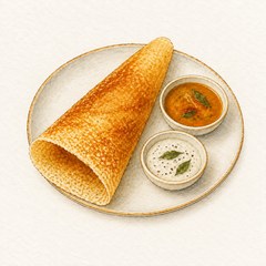 A watercolor illustration of Dosa