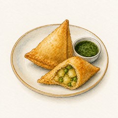 A watercolor illustration of Samosa