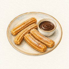 A watercolor illustration of Churros