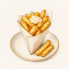 A watercolor illustration of Frites