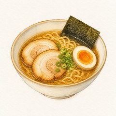 A watercolor illustration of Ramen