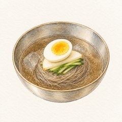 A watercolor illustration of Naengmyeon