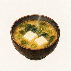 A watercolor illustration of Miso Soup