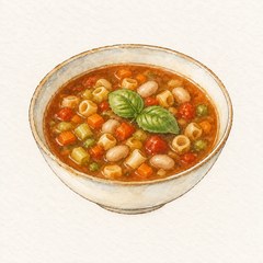 A watercolor illustration of Minestrone