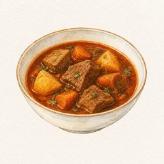 A watercolor illustration of Gulyás
