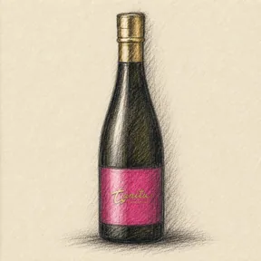 Charcoal sketch of the bottle: CHIEBIJIN  Junmai