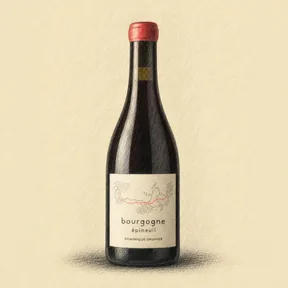 Charcoal sketch of the bottle: DOMAINE GRUHIER Bourgogne Epineuil 2023