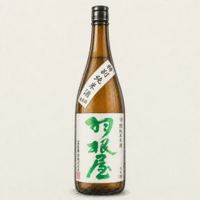 Charcoal sketch of the bottle: HANEYA Tokubetsu Junmai