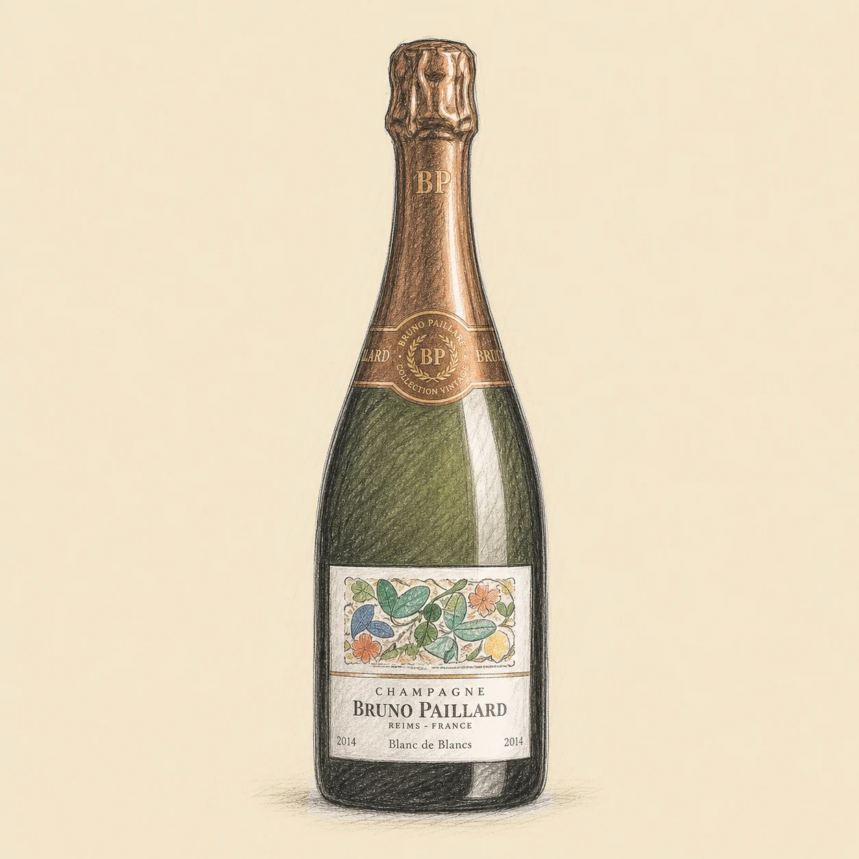 BRUNO PAILLARD Blanc de Blancs 2014のボトルイラスト