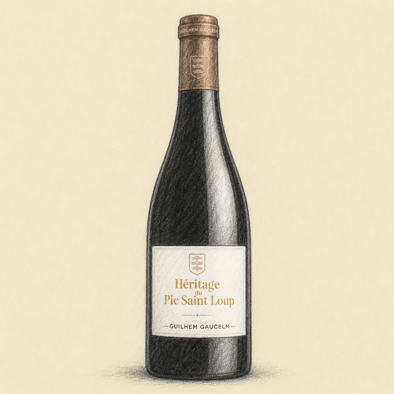 HERITAGE DU PIC SAINT LOUP Guilhem Gaucelm 2020 bottle illustration