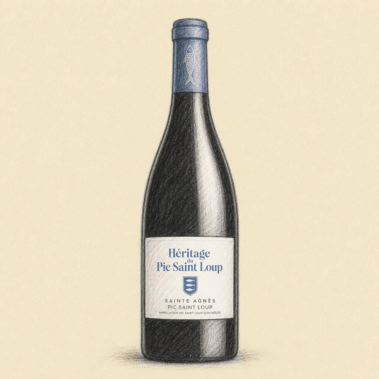 HERITAGE DU PIC SAINT LOUP Sainte Agnes 2022 bottle illustration