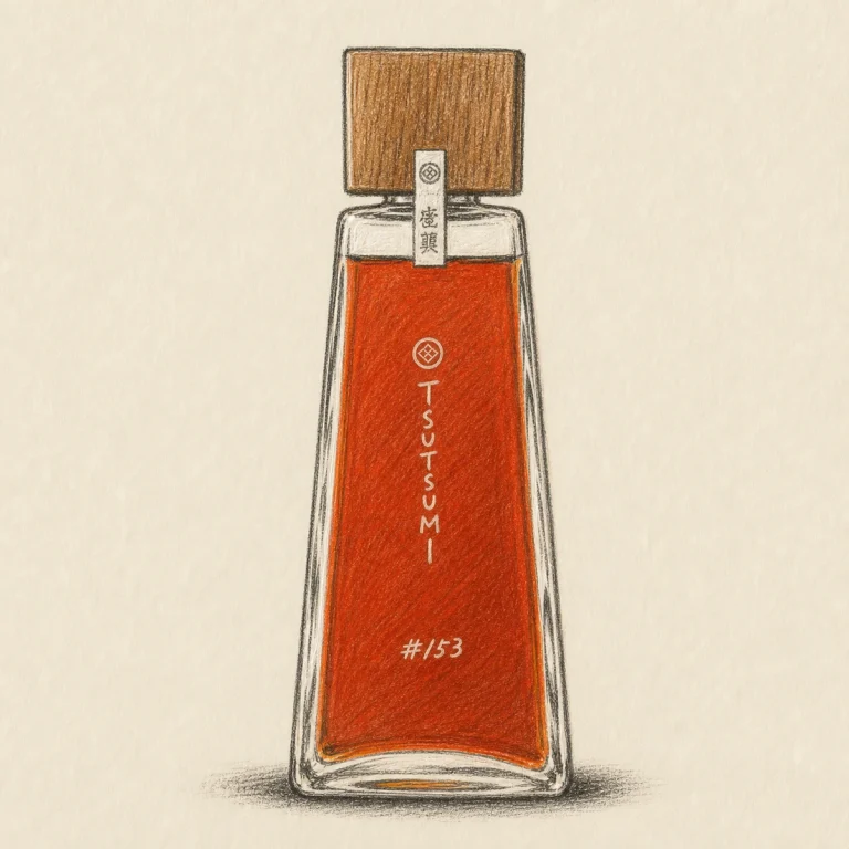 GOKUJO TSUTSUMI / 極上　堤 rough hand-drawn charcoal sketch shochu bottle illustration